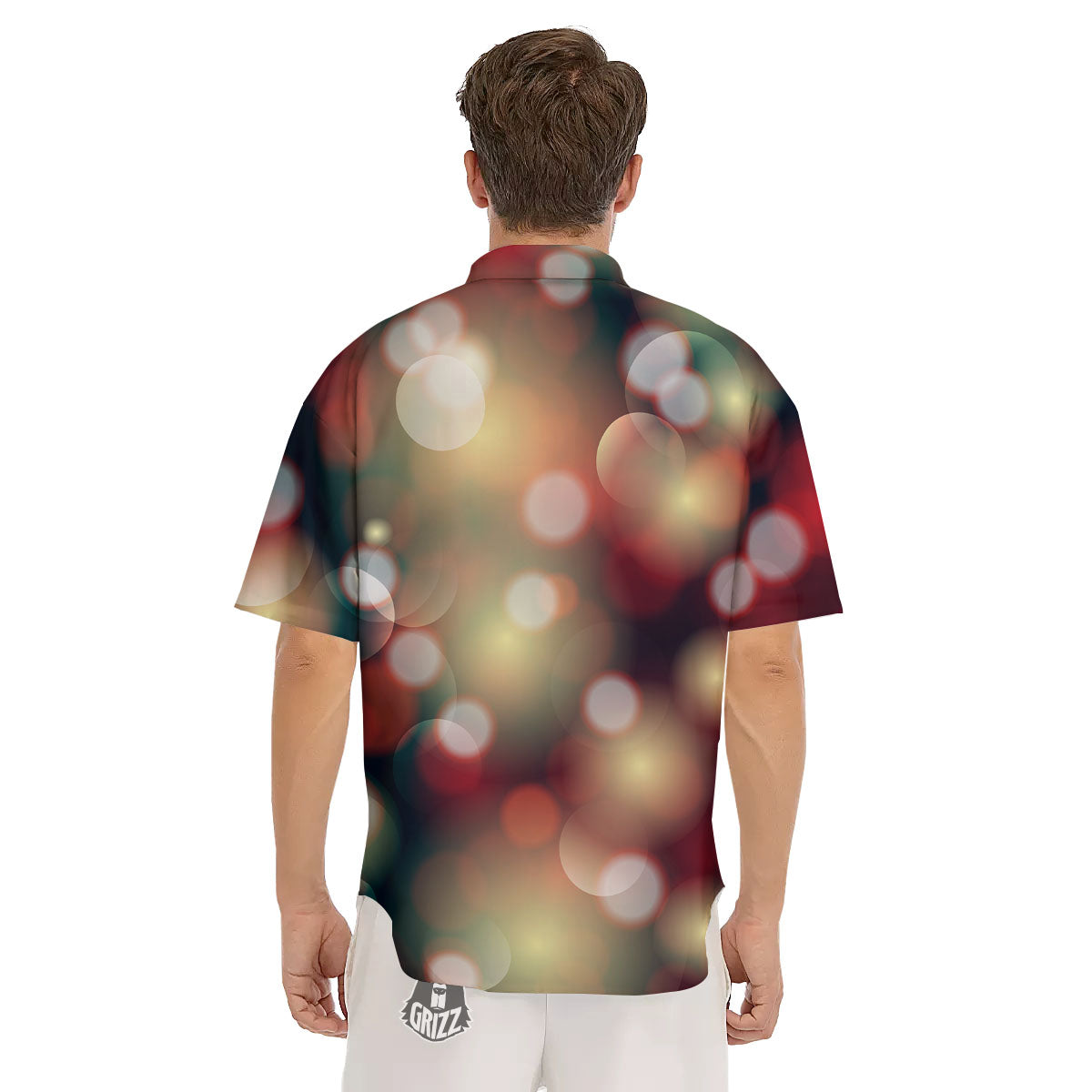 Christmas Defocused Lights Print Men's Short Sleeve Shirts-grizzshop