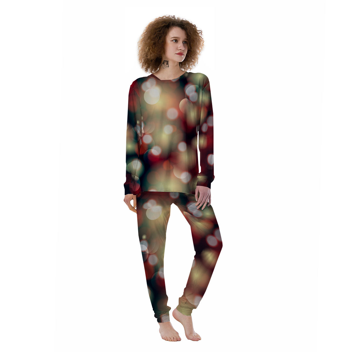 Christmas Defocused Lights Print Women's Pajamas-grizzshop