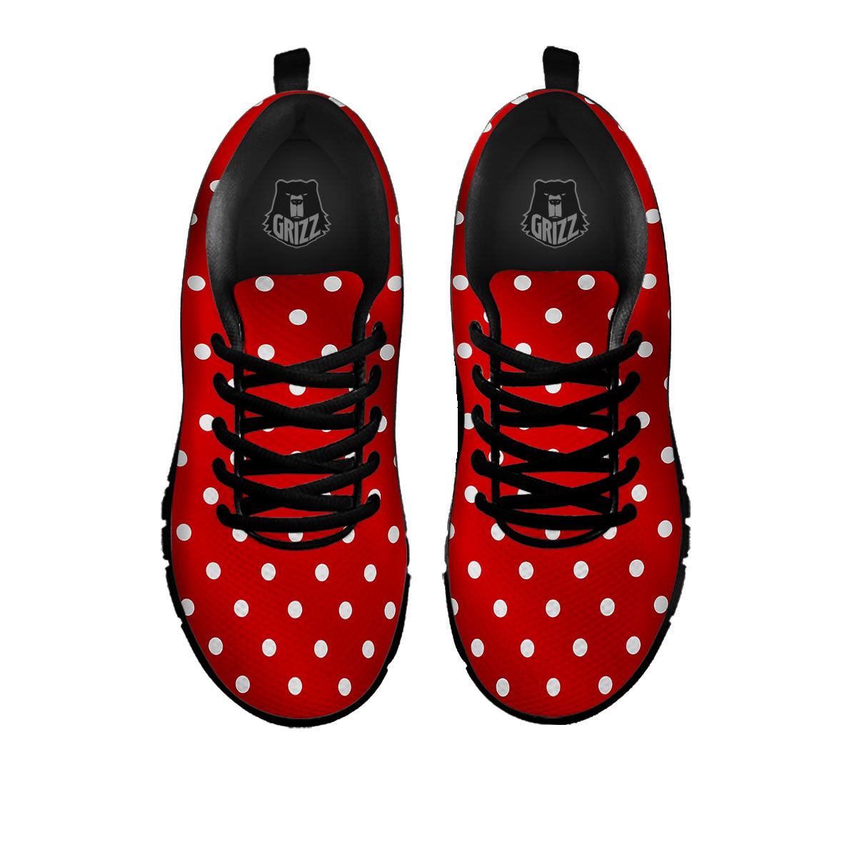 Christmas Dots White And Red Print Black Sneaker-grizzshop