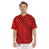 Christmas Dots White And Red Print Men's Short Sleeve Shirts-grizzshop