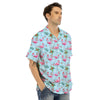 Christmas Flamingo Pink Print Pattern Men's Hawaiian Shirt-grizzshop