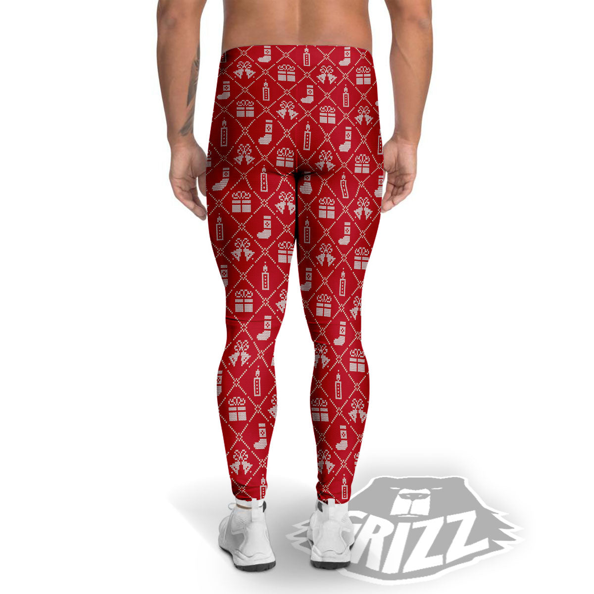 Christmas Gift Knitted Print Pattern Men's Leggings-grizzshop