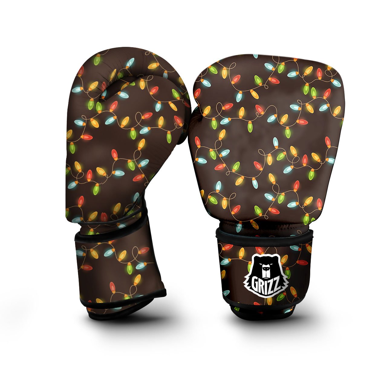 Christmas Lights Print Pattern Boxing Gloves-grizzshop