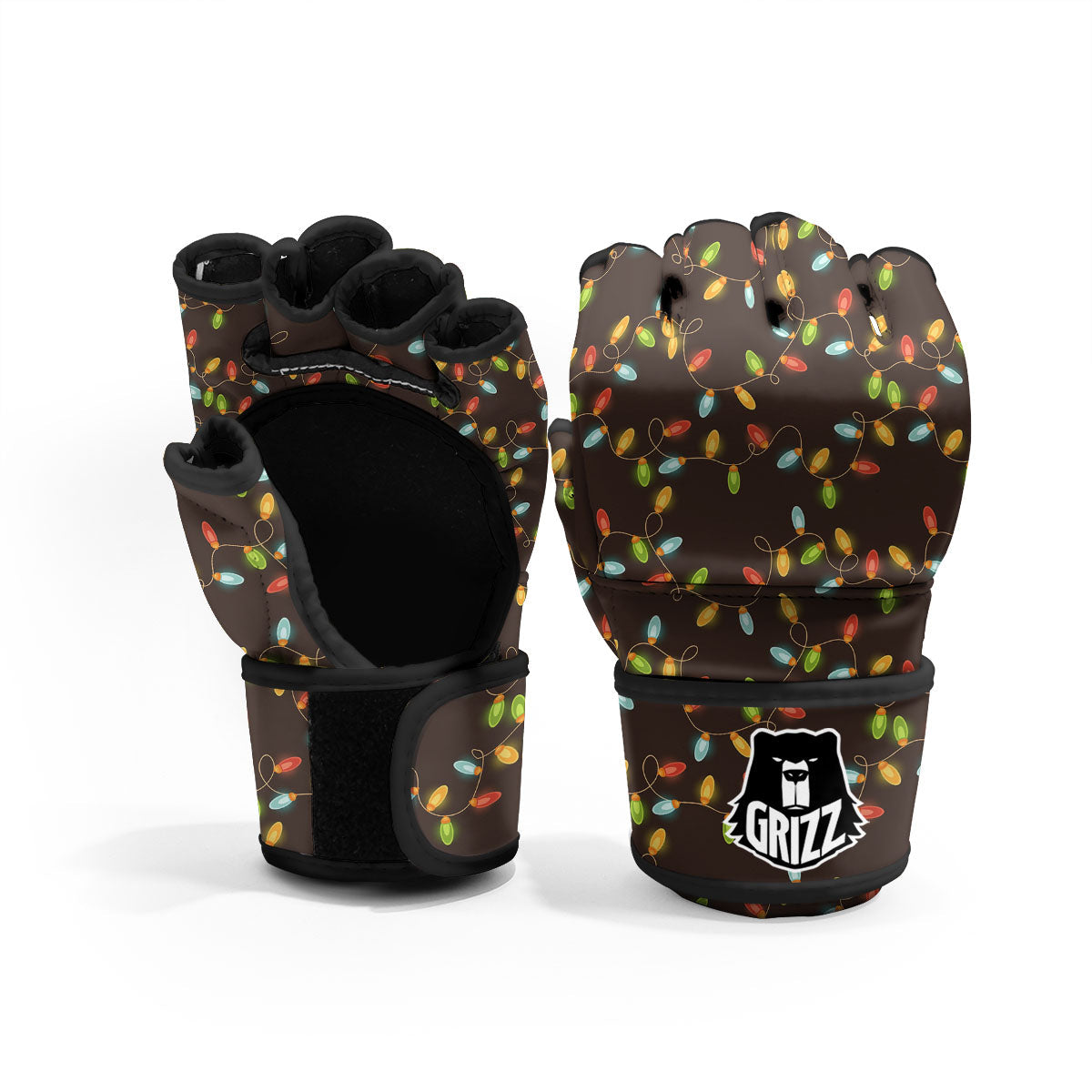 Christmas Lights Print Pattern MMA Gloves-grizzshop