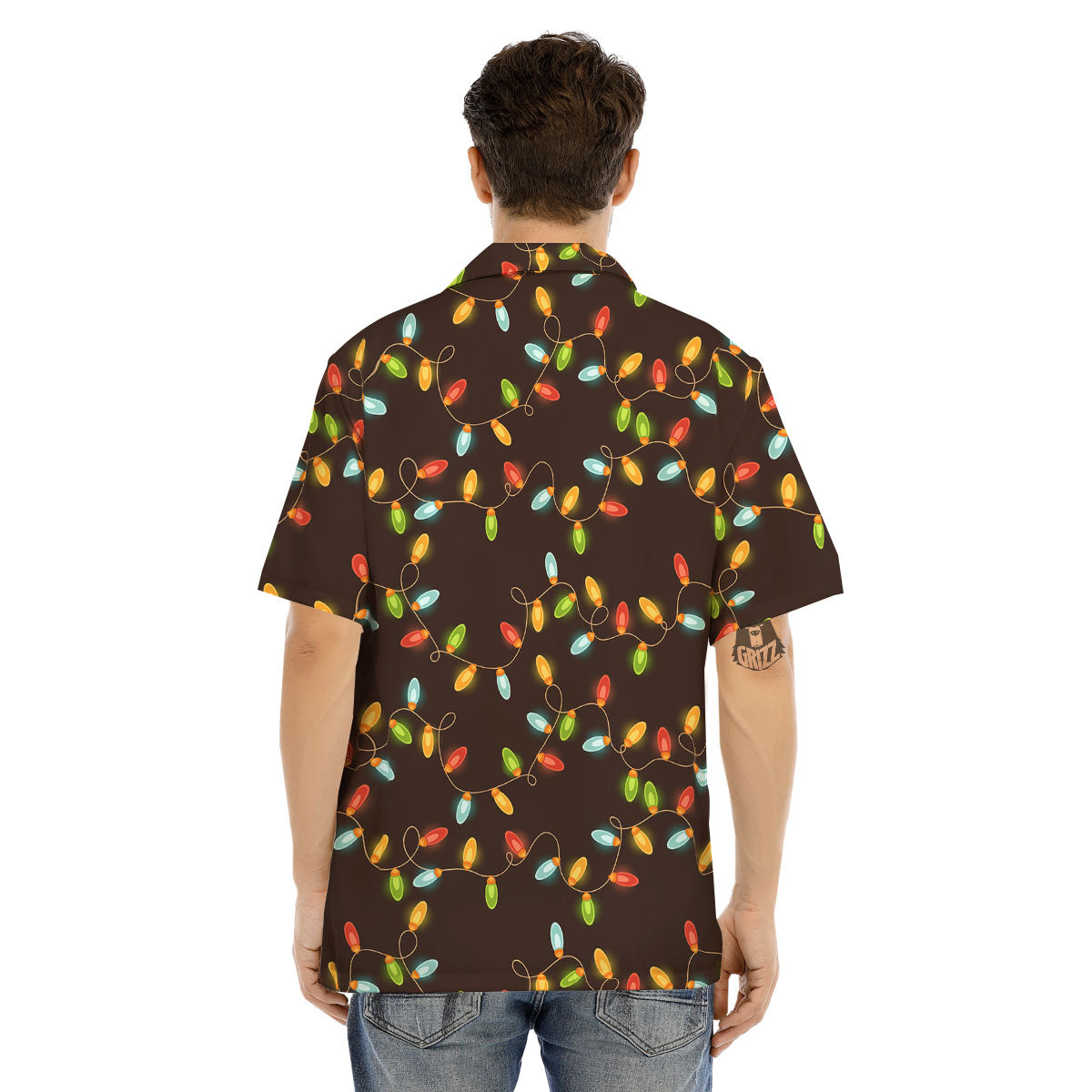 Christmas Lights Print Pattern Men's Hawaiian Shirt-grizzshop