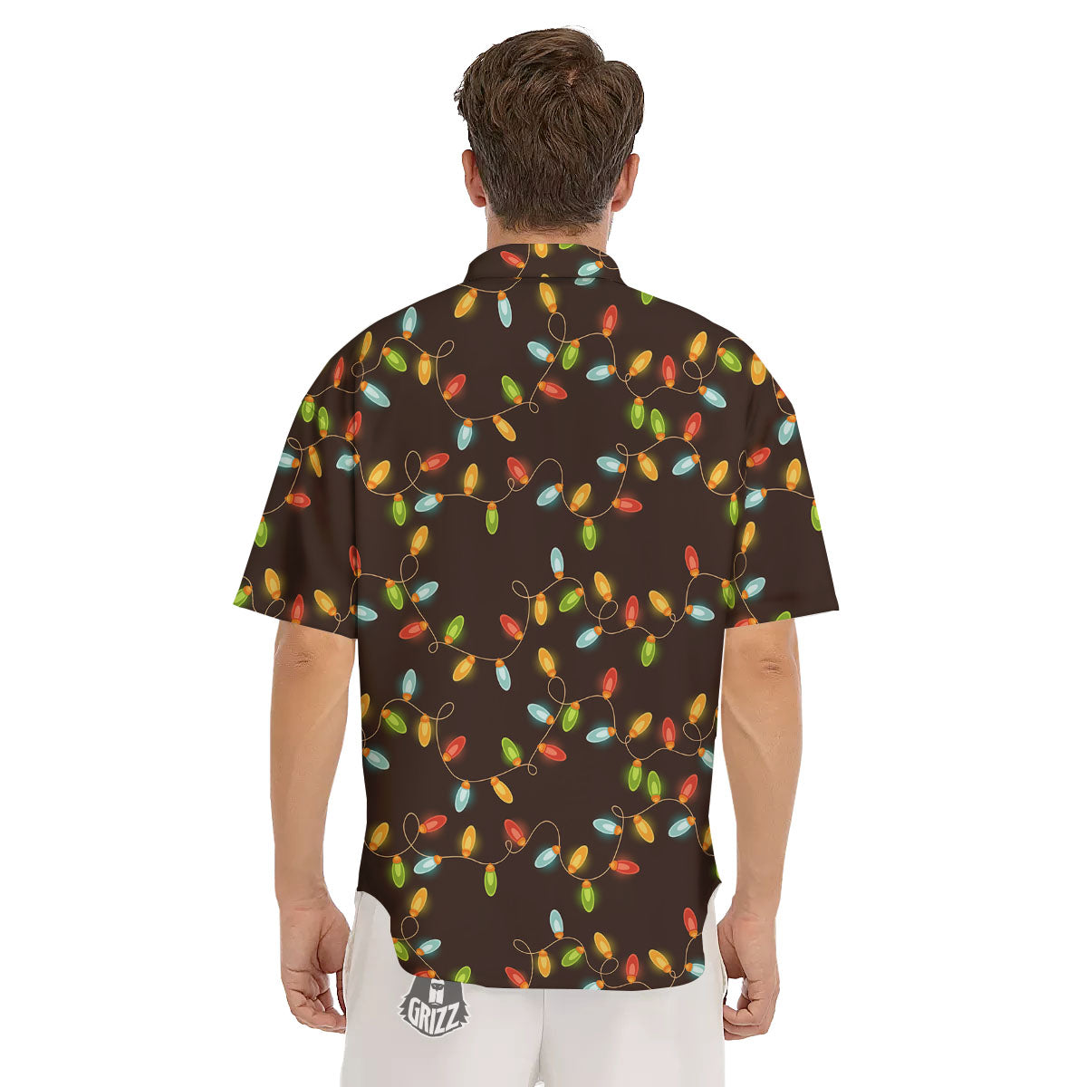 Christmas Lights Print Pattern Men's Short Sleeve Shirts-grizzshop