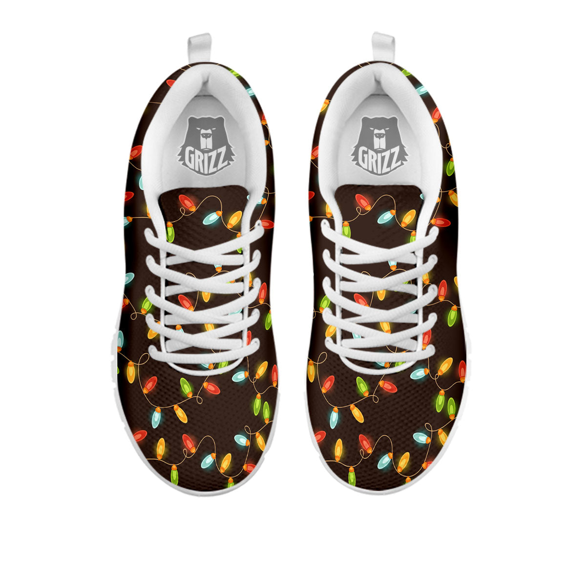 Christmas Lights Print Pattern White Sneaker-grizzshop