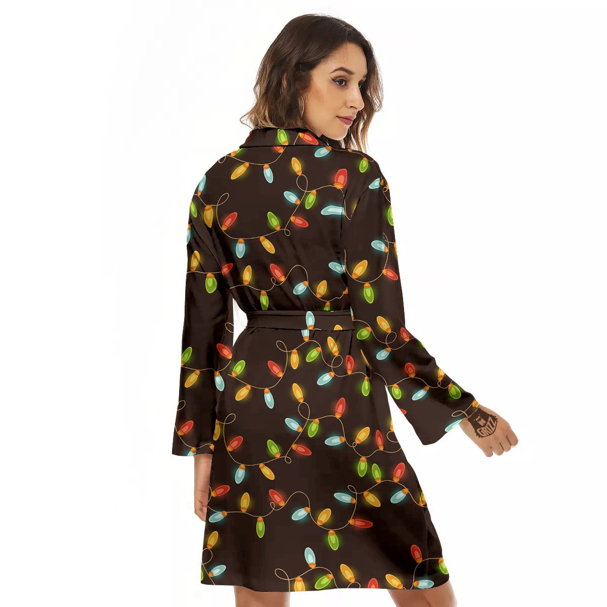Christmas Lights Print Pattern Women's Robe-grizzshop
