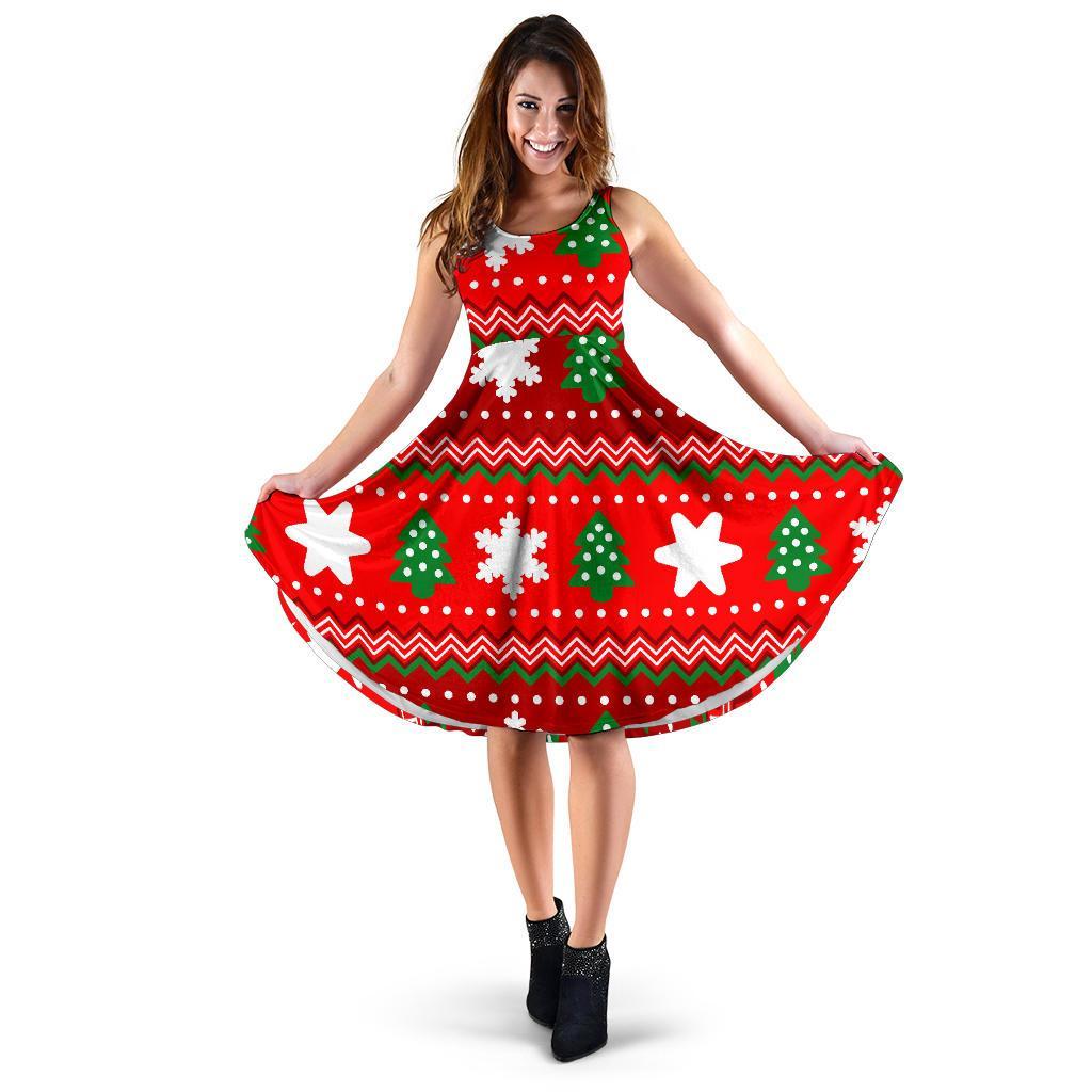 Christmas Pattern Print Dress-grizzshop