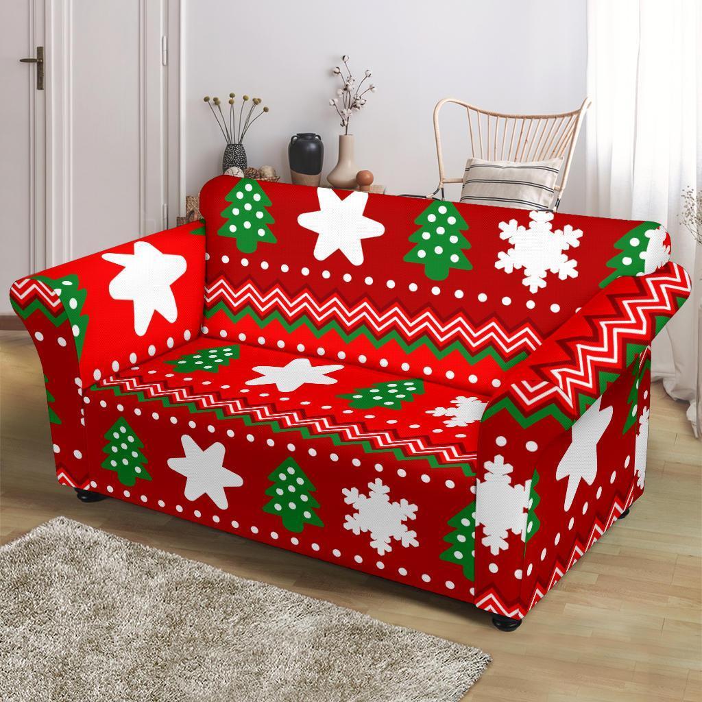 Christmas Pattern Print Loveseat Cover-grizzshop