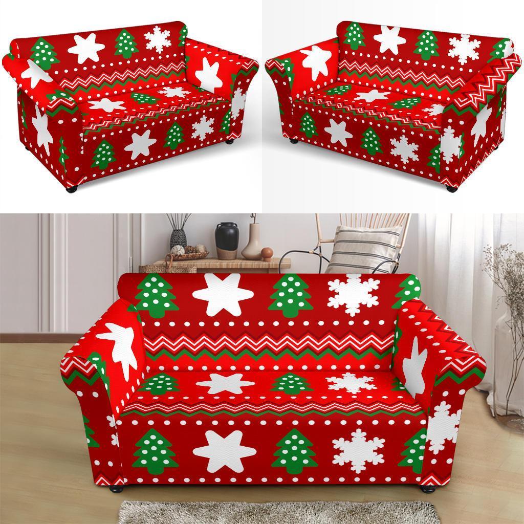 Christmas Pattern Print Loveseat Cover-grizzshop