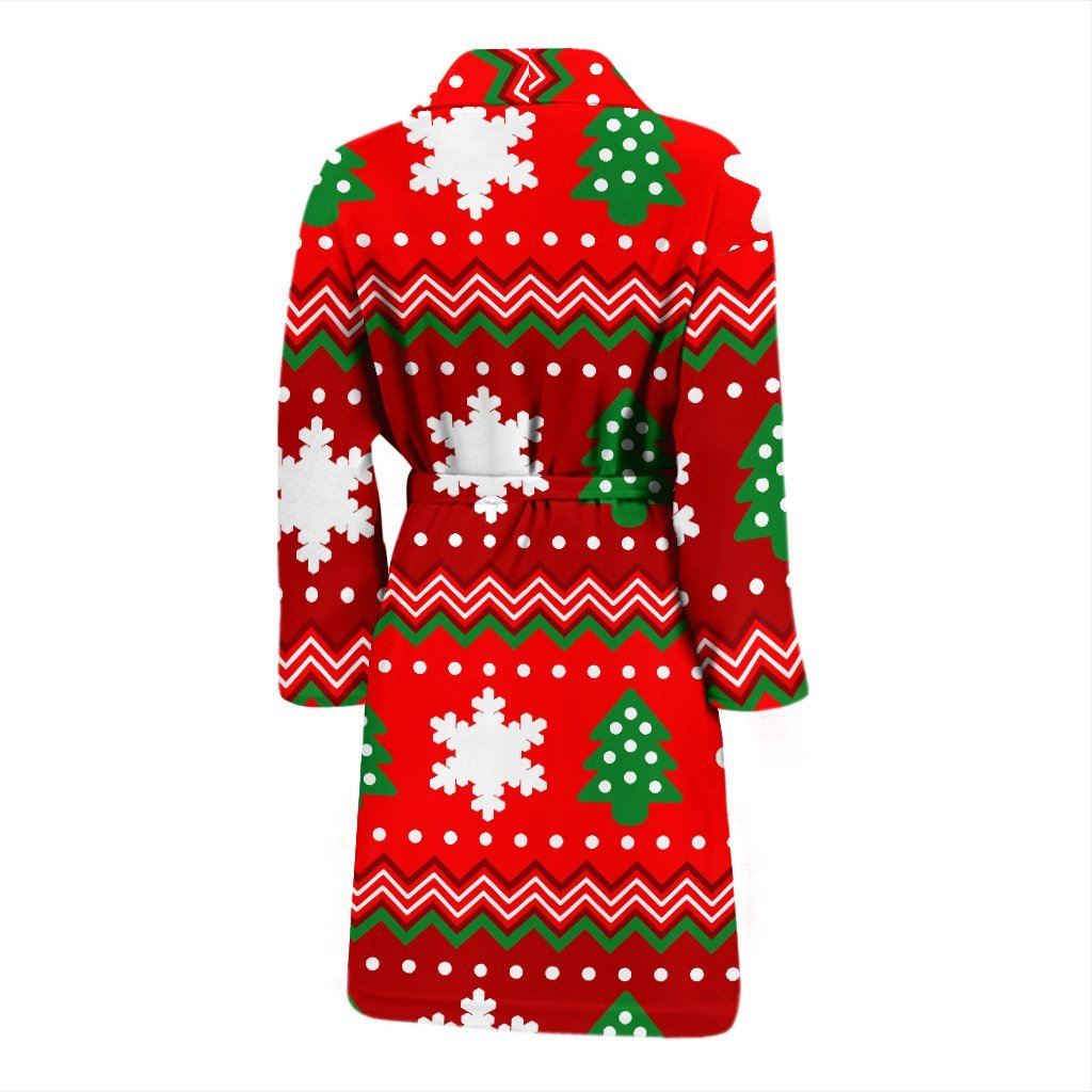 Christmas Pattern Print Men Long Robe-grizzshop