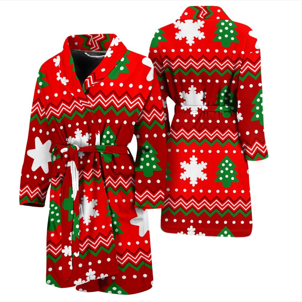 Christmas Pattern Print Men Long Robe-grizzshop