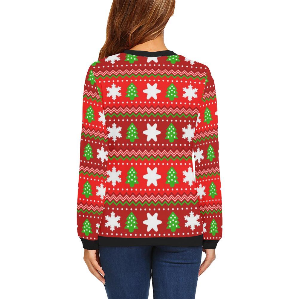 Christmas Pattern Print Women Crewneck Sweatshirt-grizzshop