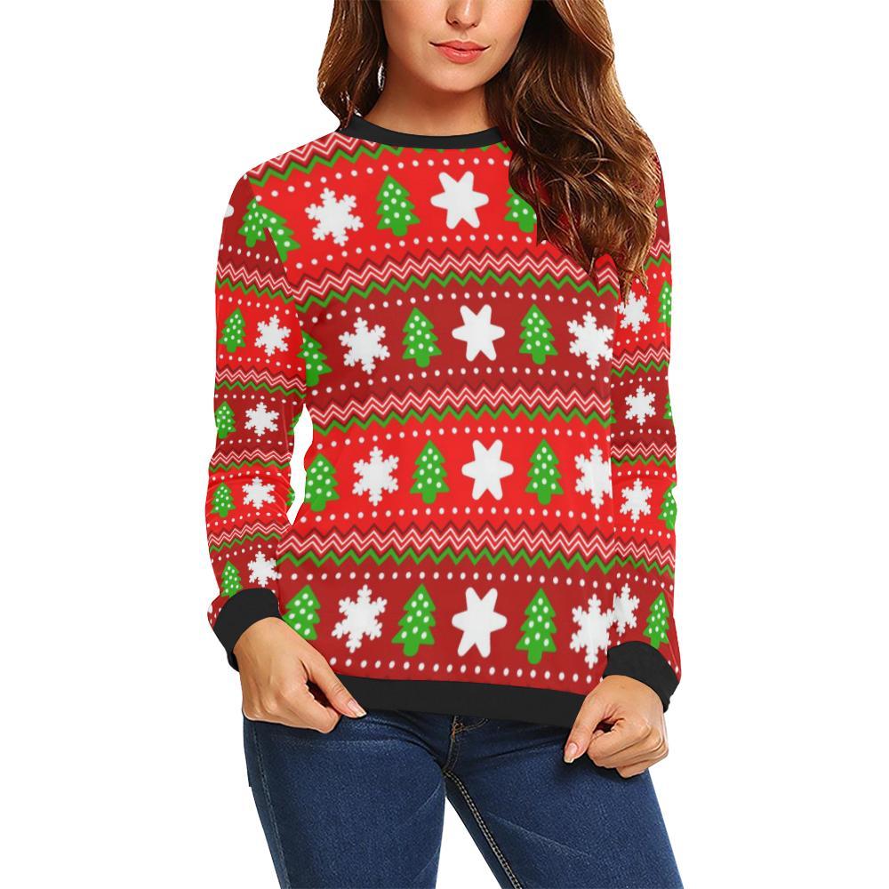 Christmas Pattern Print Women Crewneck Sweatshirt-grizzshop