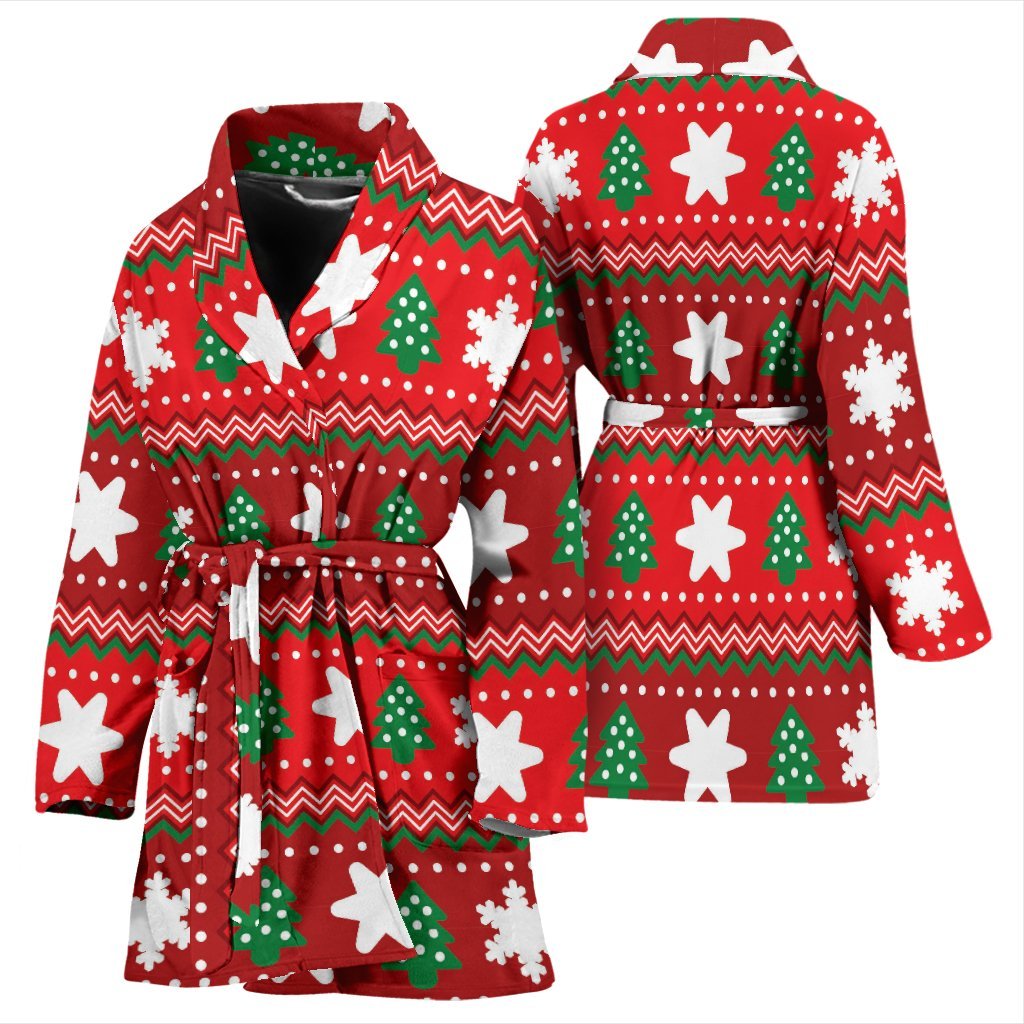 Christmas Pattern Print Women Long Robe-grizzshop