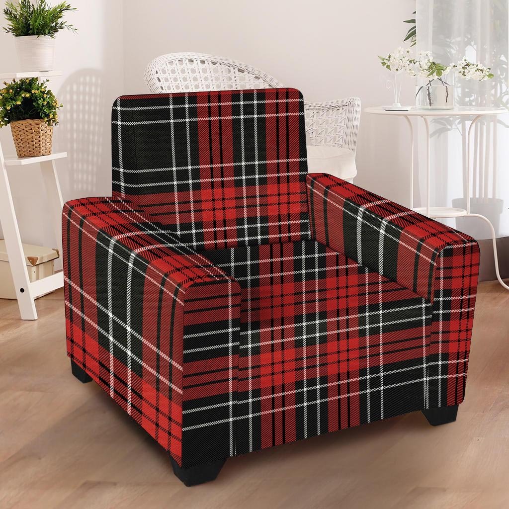 Christmas Red Plaid Scottish Armchair Cover-grizzshop