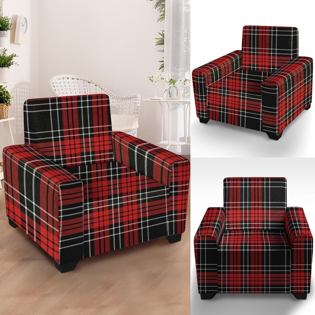 Christmas Red Plaid Scottish Armchair Cover-grizzshop