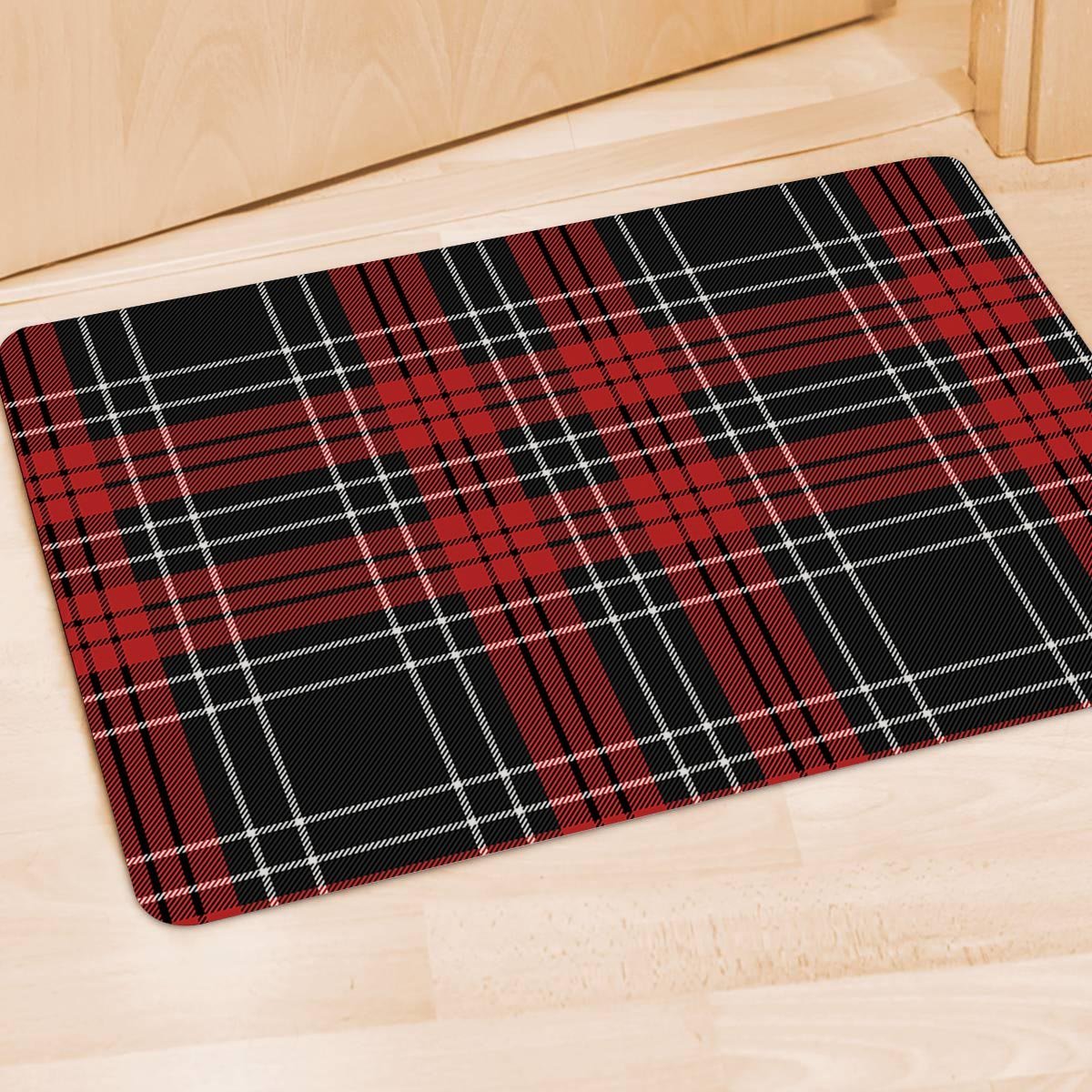 Christmas Red Plaid Scottish Door Mat-grizzshop