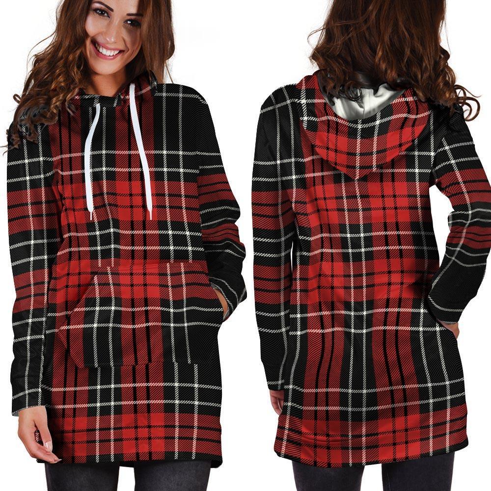 Christmas Red Plaid Scottish Hoodie Dress-grizzshop