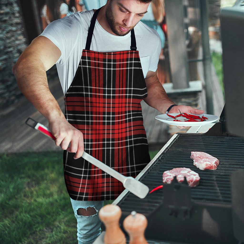 Christmas Red Plaid Scottish Men's Apron-grizzshop