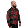 Christmas Red Plaid Scottish Men's Bomber Jacket-grizzshop