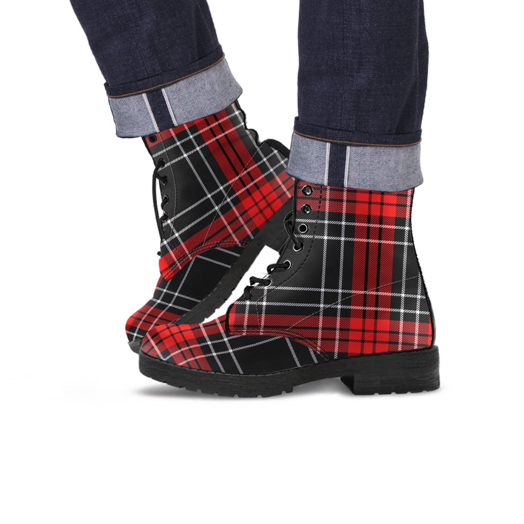 Christmas Red Plaid Scottish Men's Boots-grizzshop