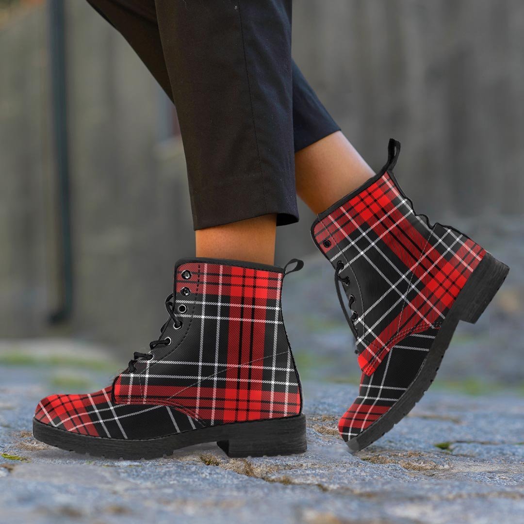 Christmas Red Plaid Scottish Men's Boots-grizzshop