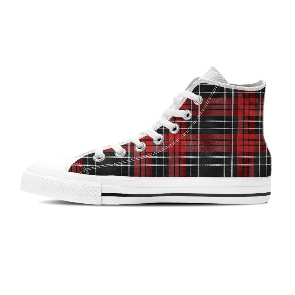 Christmas Red Plaid Scottish Men's High Top Shoes-grizzshop