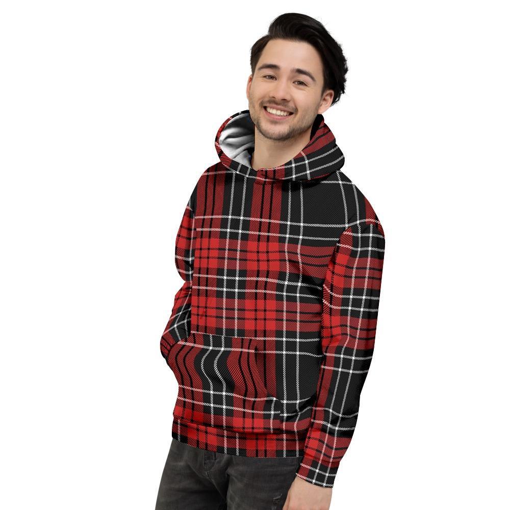 Christmas Red Plaid Scottish Men's Hoodie-grizzshop