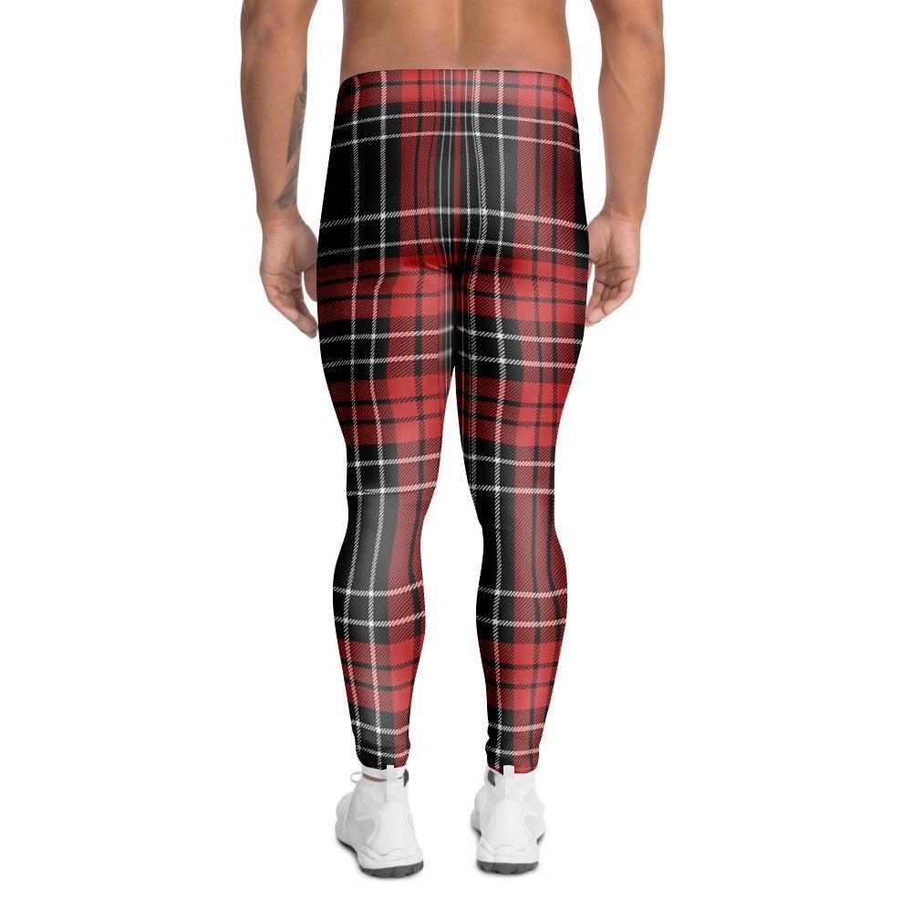 Christmas Red Plaid Scottish Men's Leggings-grizzshop