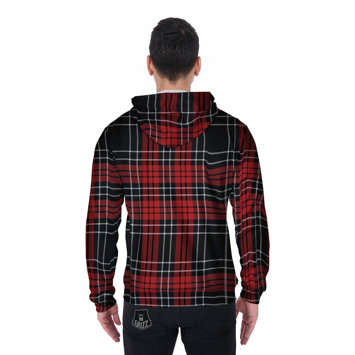 Christmas Red Plaid Scottish Men's Zip Up Hoodie-grizzshop