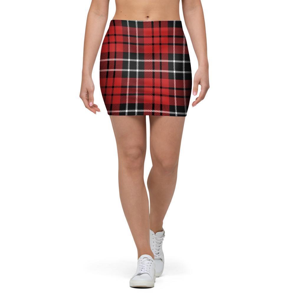 Christmas Red Plaid Scottish Mini Skirt-grizzshop