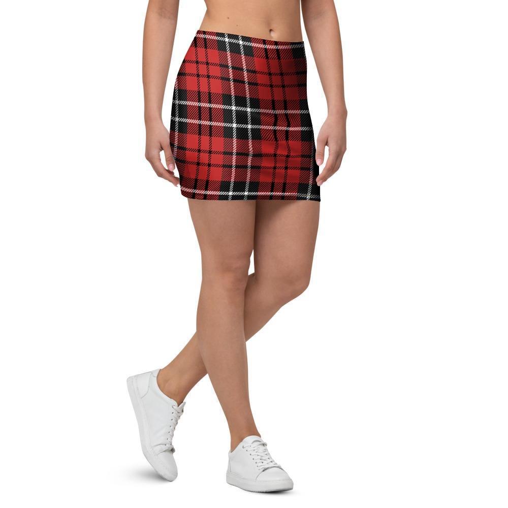 Christmas Red Plaid Scottish Mini Skirt-grizzshop