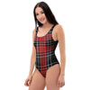 Christmas Red Plaid Scottish One Piece Swimsuite-grizzshop