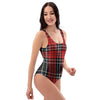 Christmas Red Plaid Scottish One Piece Swimsuite-grizzshop