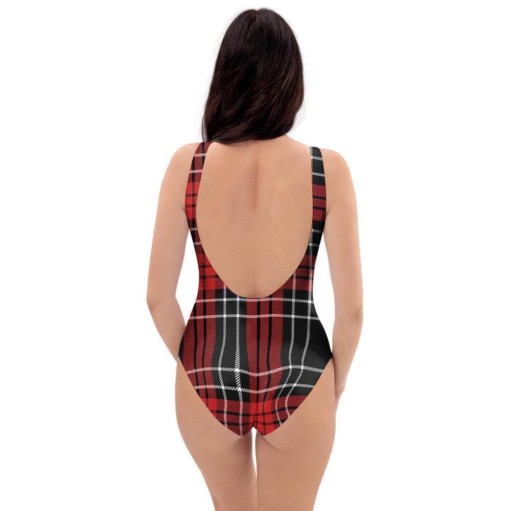 Christmas Red Plaid Scottish One Piece Swimsuite-grizzshop