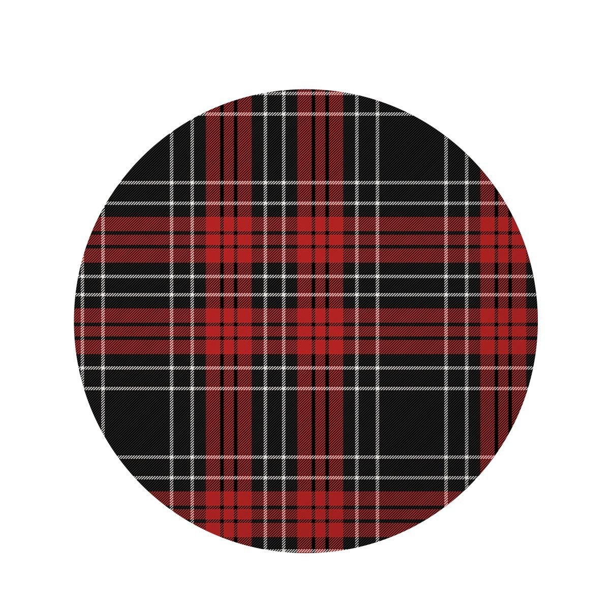 Christmas Red Plaid Scottish Round Rug-grizzshop