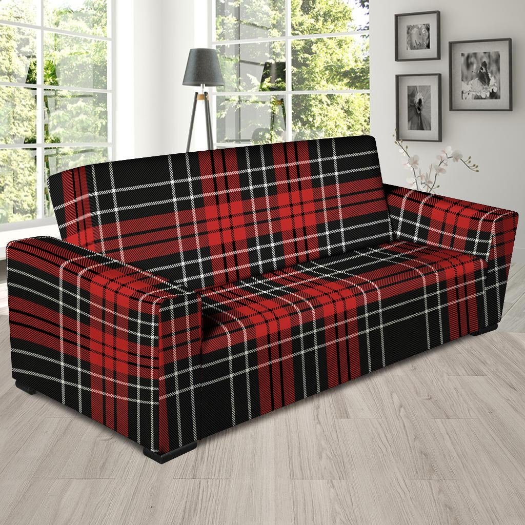 Christmas Red Plaid Scottish Sofa Cover-grizzshop