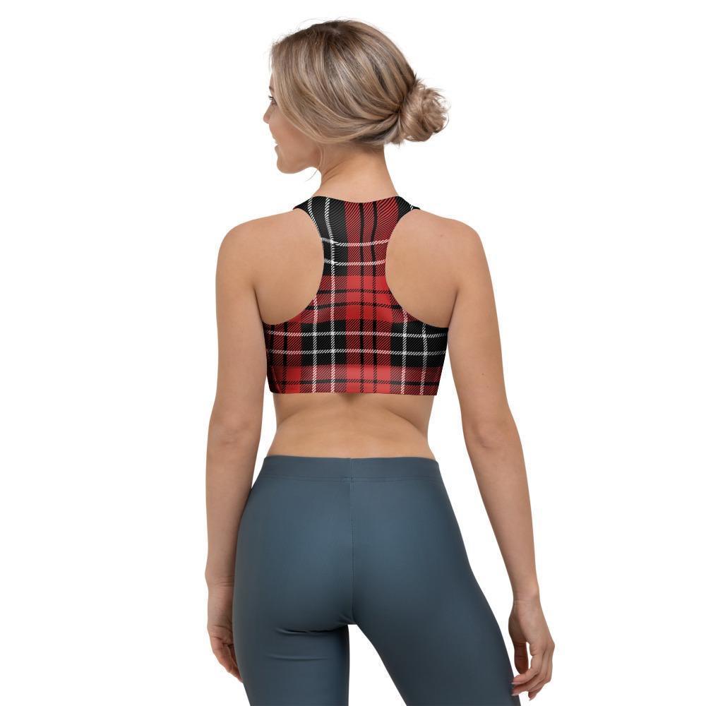 Christmas Red Plaid Scottish Sports Bra-grizzshop