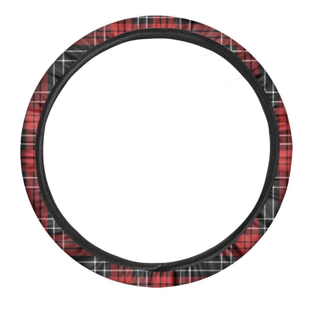 Christmas Red Plaid Scottish Steering Wheel Cover-grizzshop