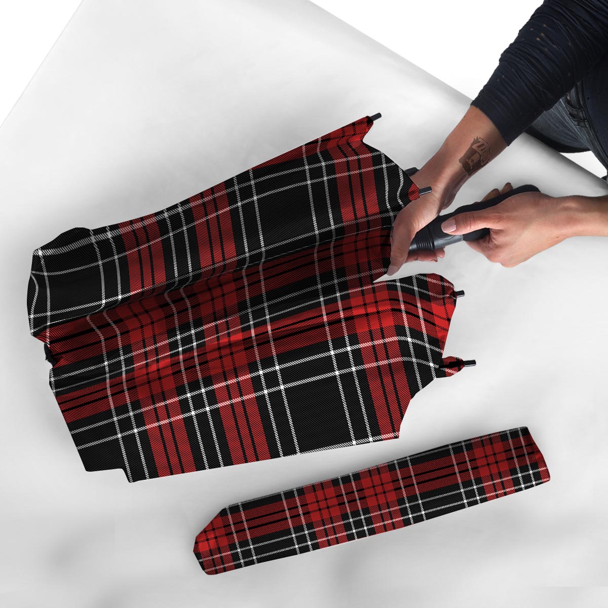 Christmas Red Plaid Scottish Umbrella-grizzshop