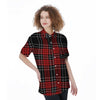 Christmas Red Plaid Scottish Women's Short Sleeve Shirts-grizzshop