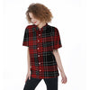 Christmas Red Plaid Scottish Women's Short Sleeve Shirts-grizzshop