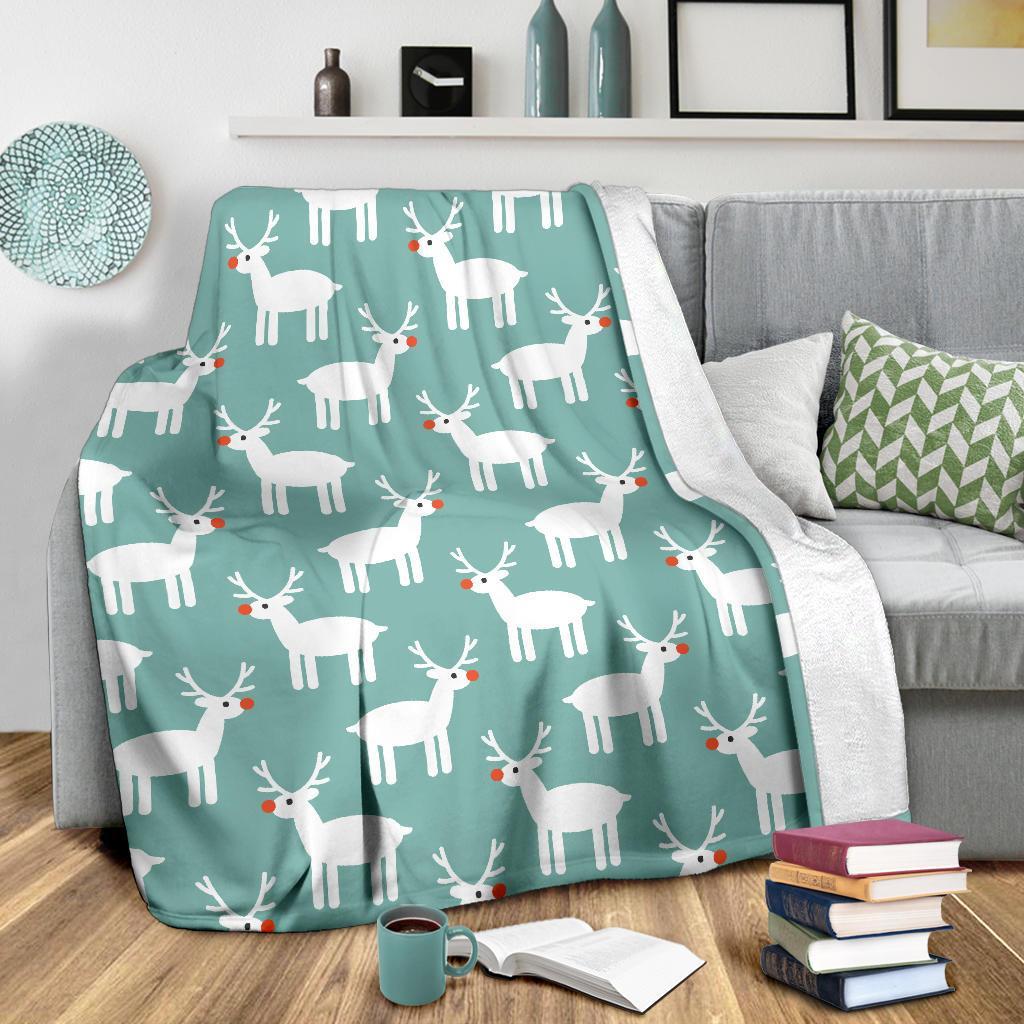 Christmas Reindeer Pattern Print Blanket-grizzshop