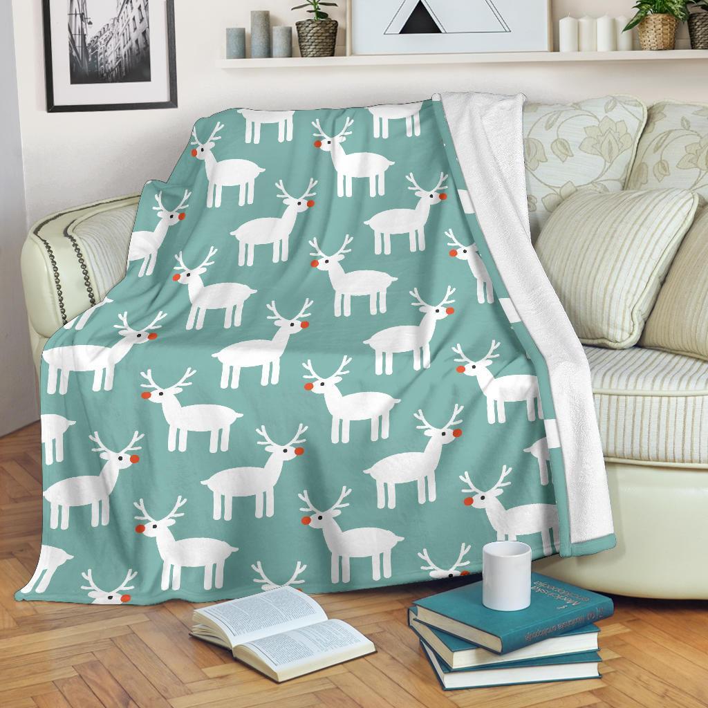 Christmas Reindeer Pattern Print Blanket-grizzshop