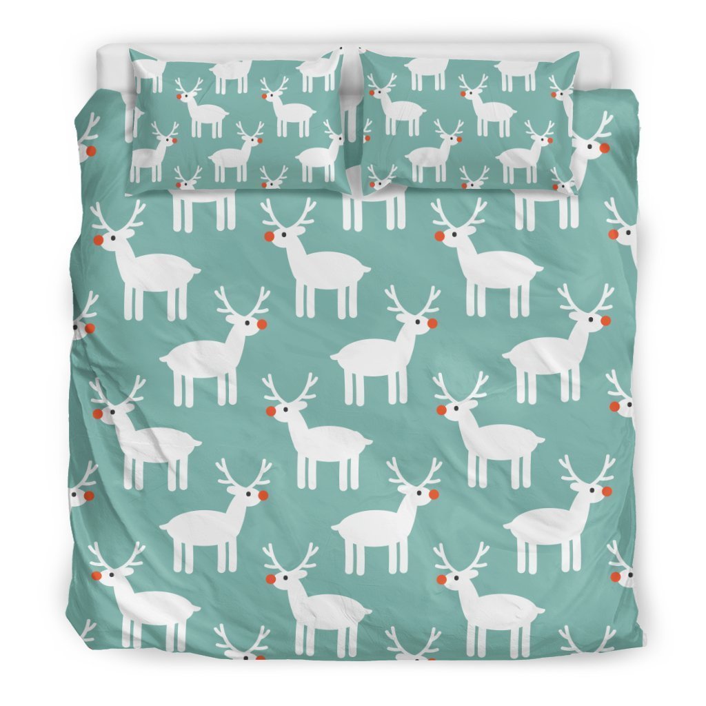 Christmas Reindeer Pattern Print Duvet Cover Bedding Set-grizzshop
