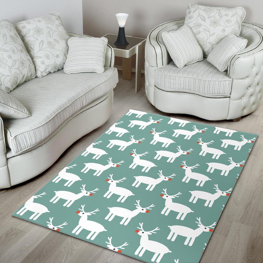 Christmas Reindeer Pattern Print Floor Mat-grizzshop