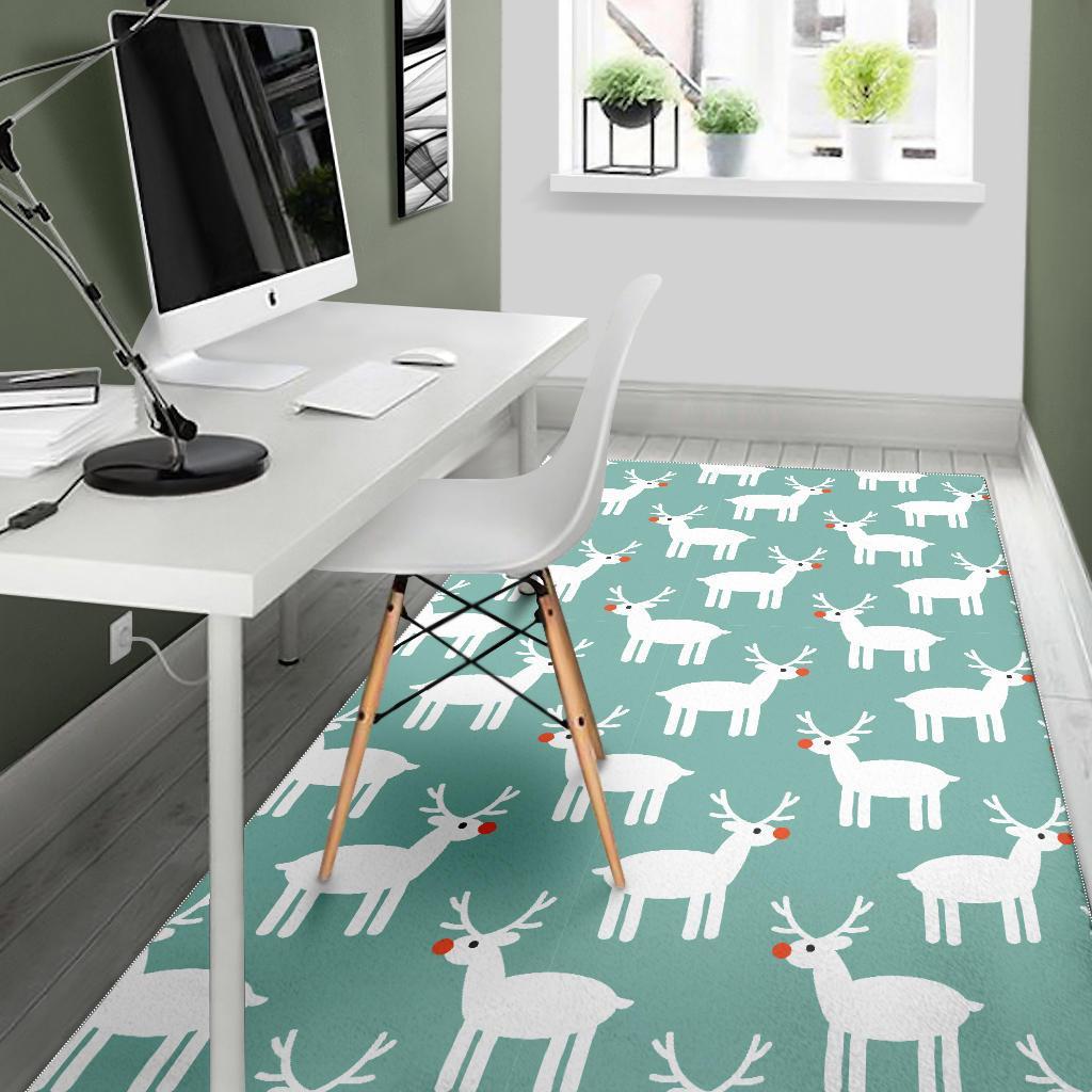 Christmas Reindeer Pattern Print Floor Mat-grizzshop