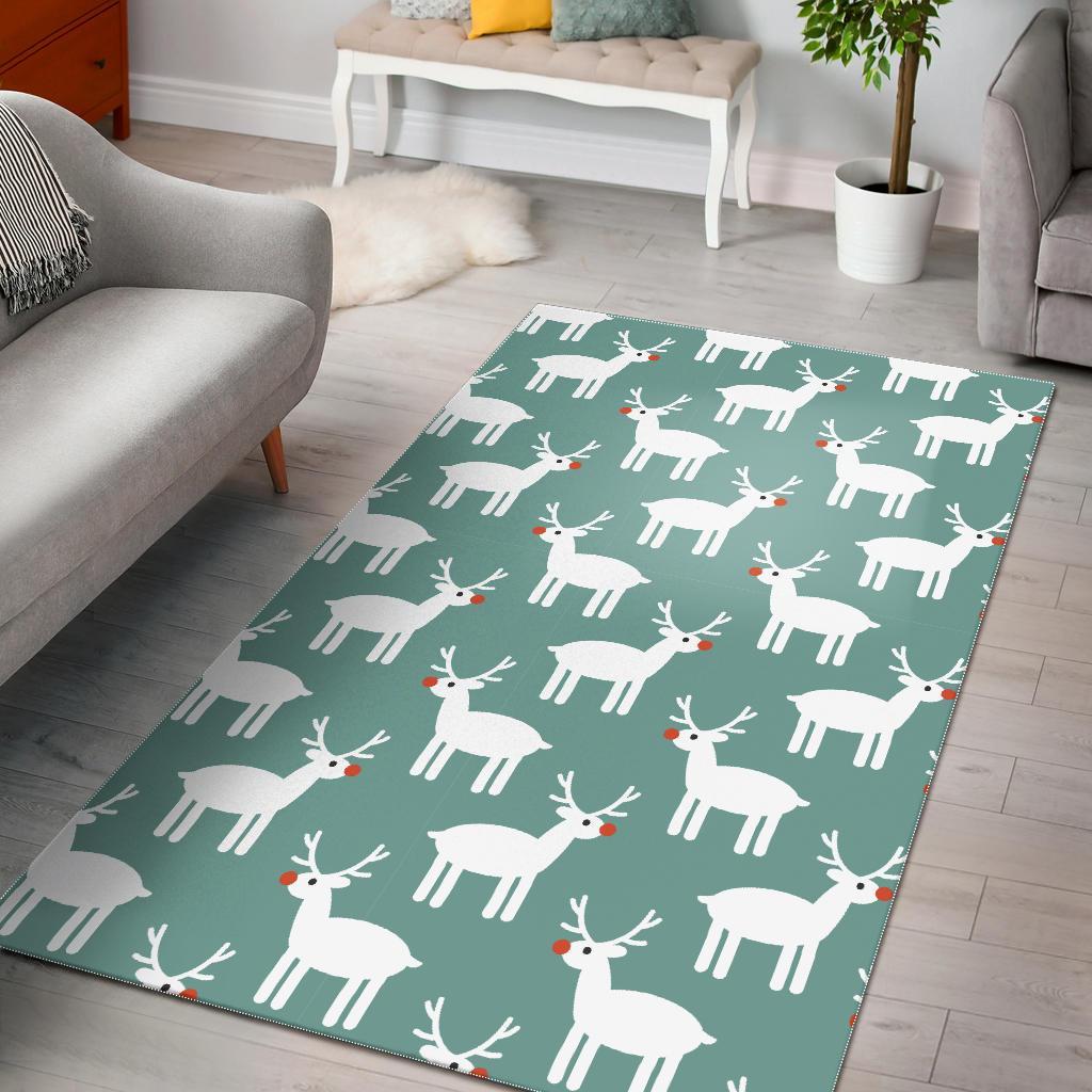 Christmas Reindeer Pattern Print Floor Mat-grizzshop